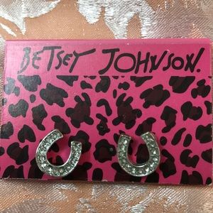 Betsey Johnson Bling horseshoe studs